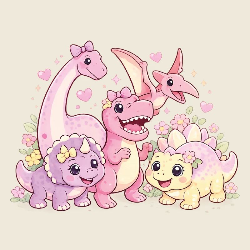 Süßes Mädchen Dino-Truppe