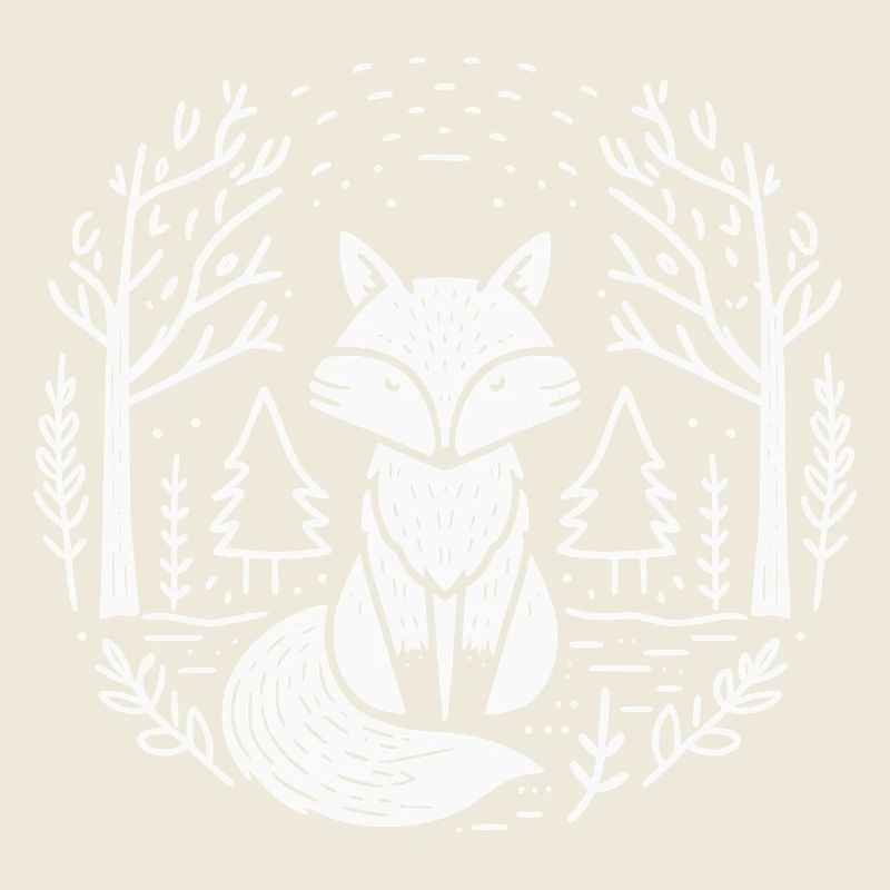 Fuchs im Wald Kreis Illustration