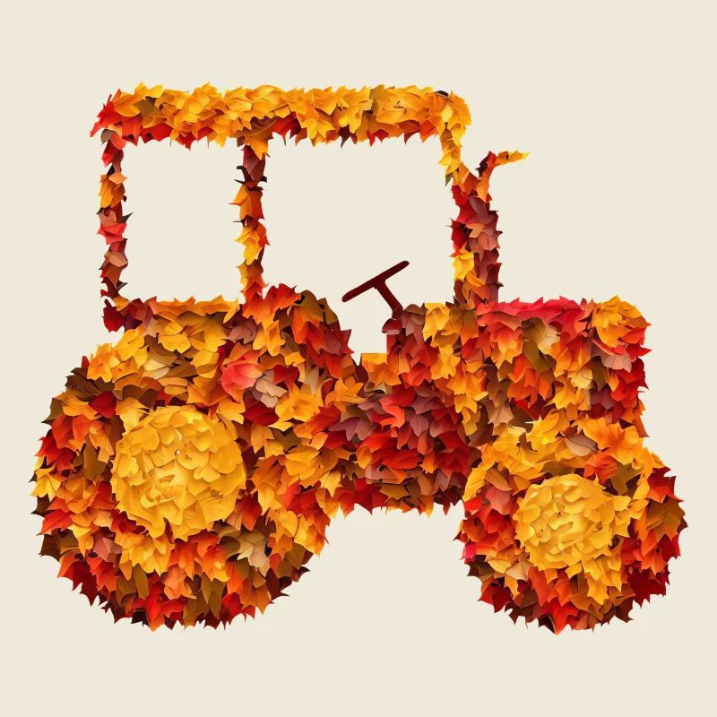 Tractor in autumn foliage: autumn harvest time