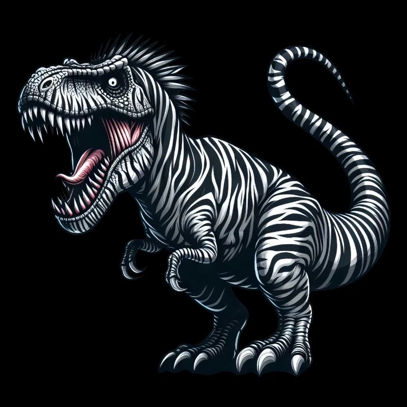 Dino Trex Zebra Fusion Fantasy Creature Whimsical