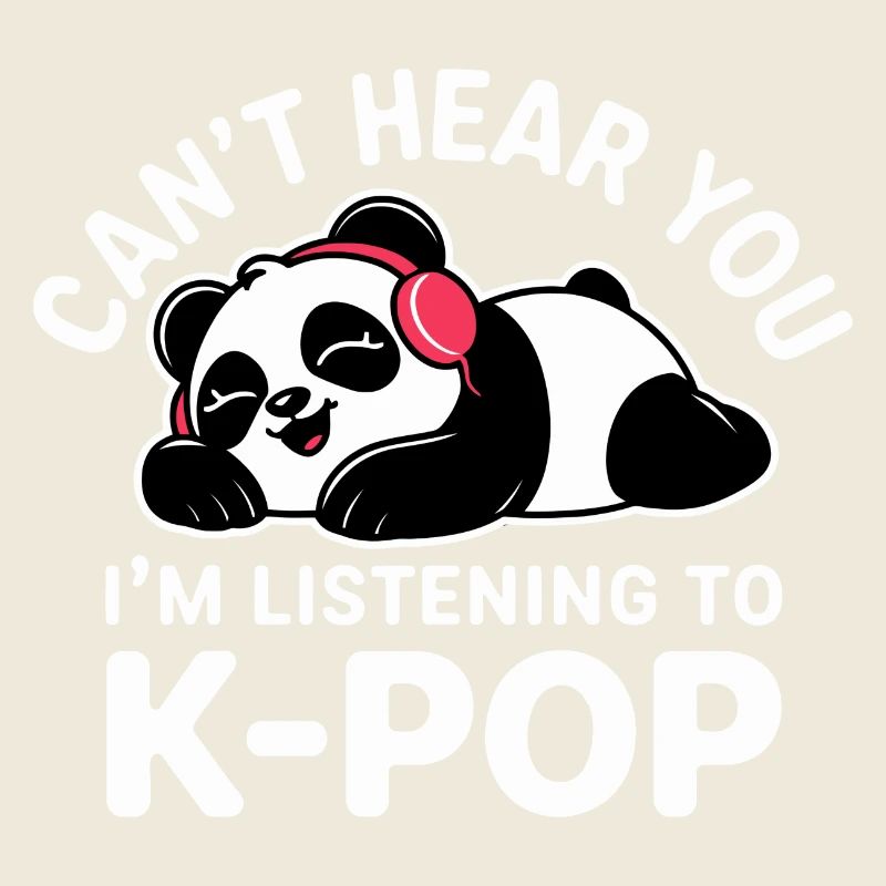 Panda mignon écoutant de la K-pop