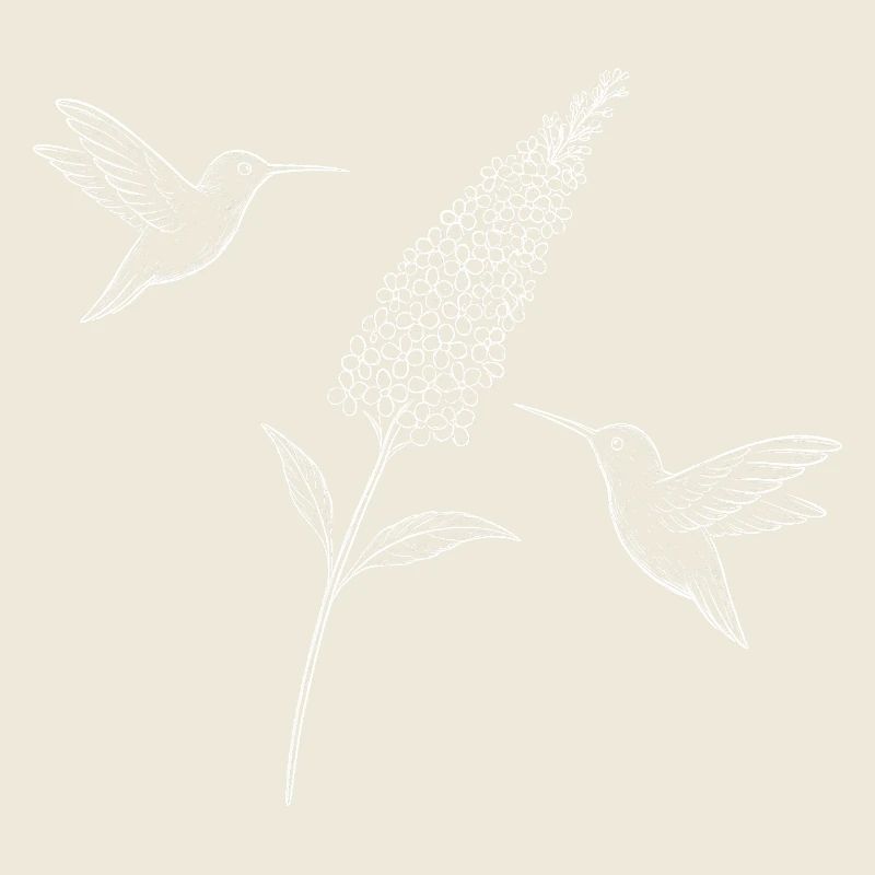 Colibris avec fleur Boho Cottagecore