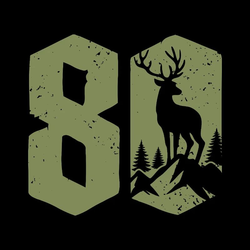 Hunter 80th Birthday Hunting 80 Years Number Deer