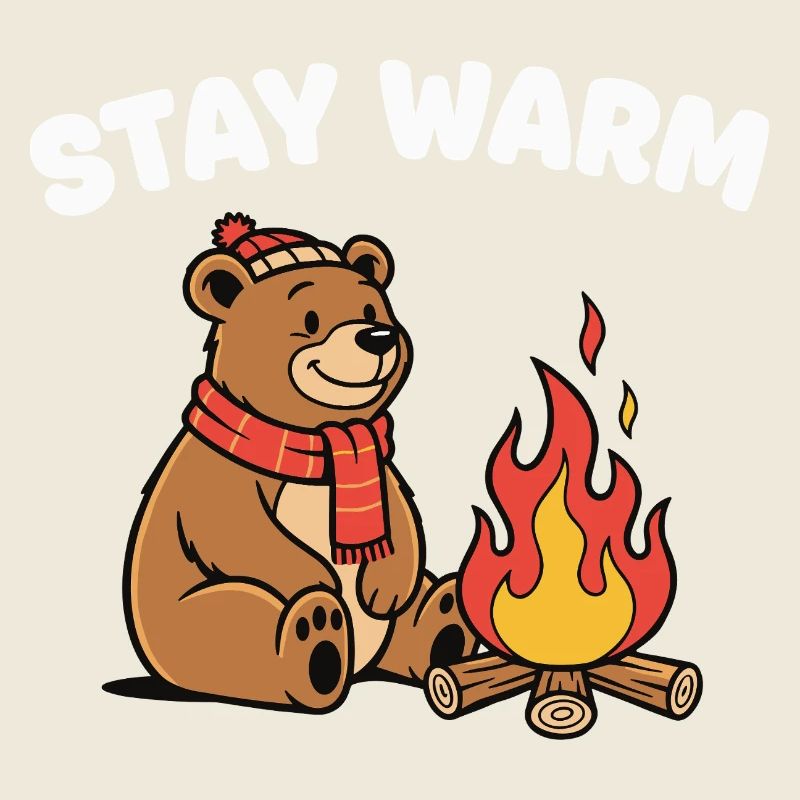 Winter bear at the campfire