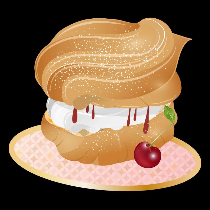 Mit Sahne und Kirsche gefüllter Windbeutel