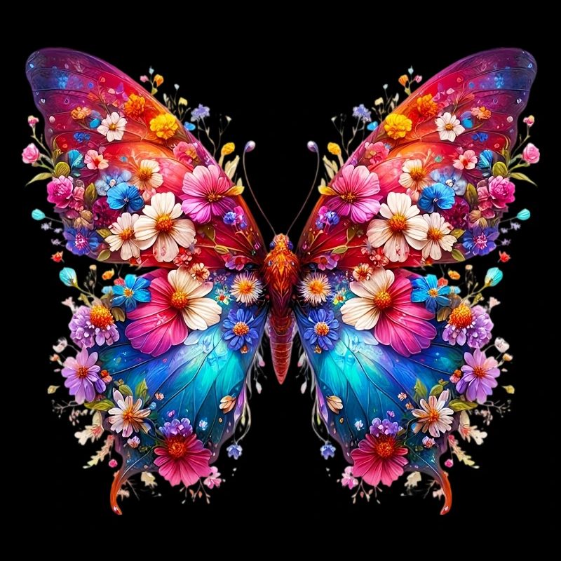 Papillon décoré de fleurs