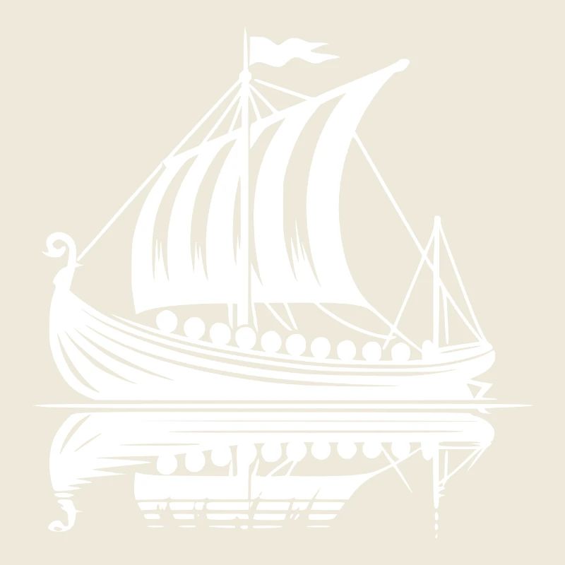 Starkes Wikinger Drachenboot mit Segel