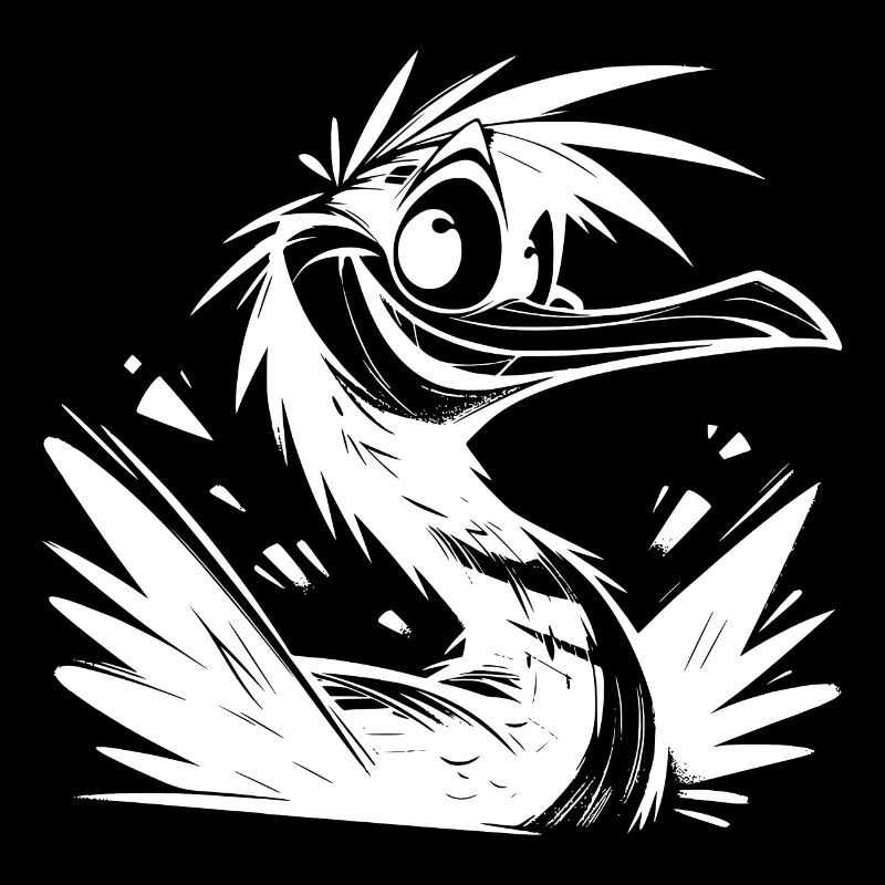 Cormoran Bird with Big Eyes Pencil Sketch