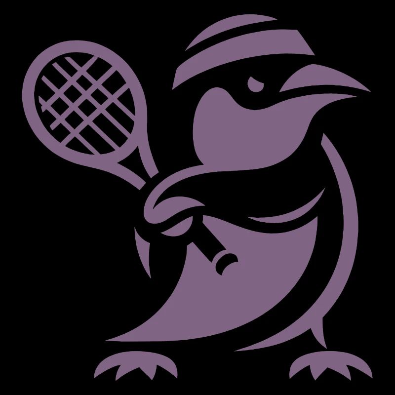 Minimalist Penguin Tennis Player Silhouette