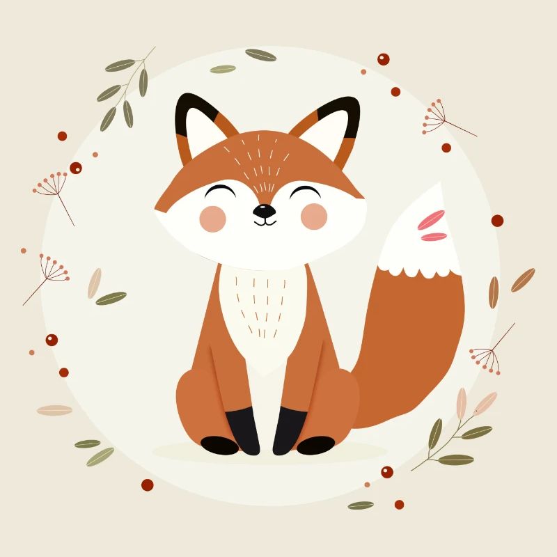 Smiling Fox – Playful Nature Illustration
