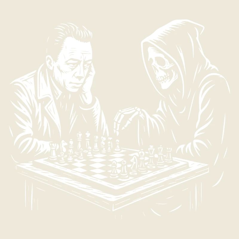 Albert Camus spielt Schach mit Sensenmann