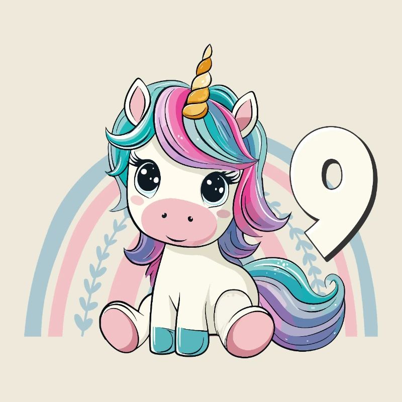 9e anniversaire Licorne Arc-en-ciel mignonne