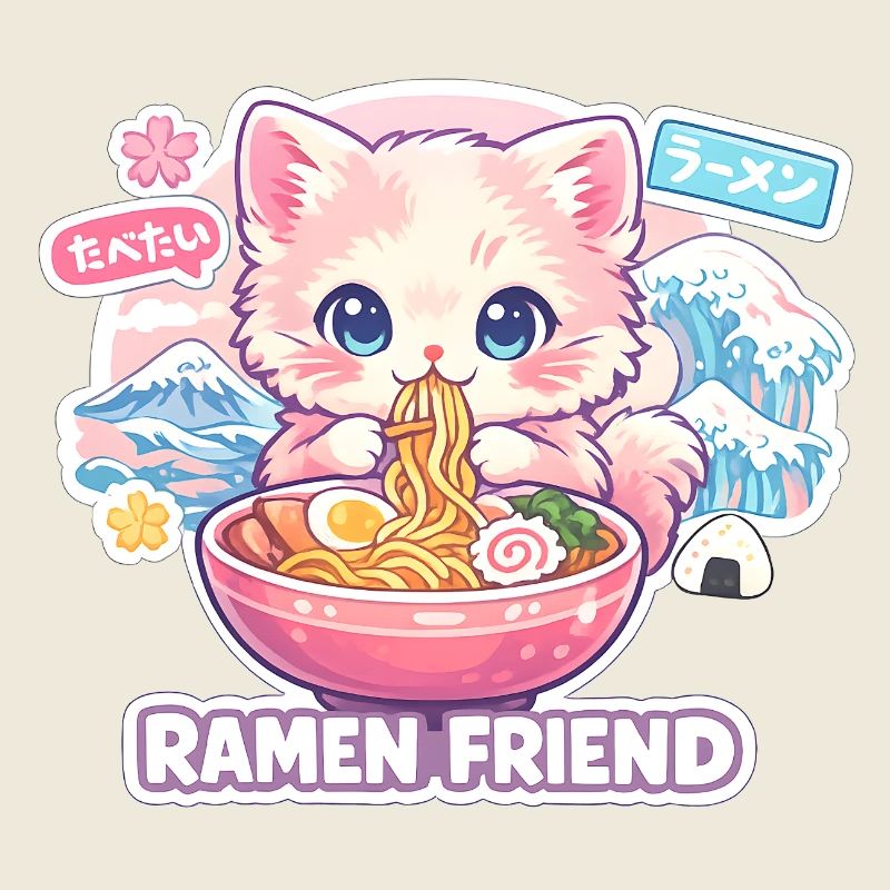 Kawaii Cat Ramen Noodles Anime Cat