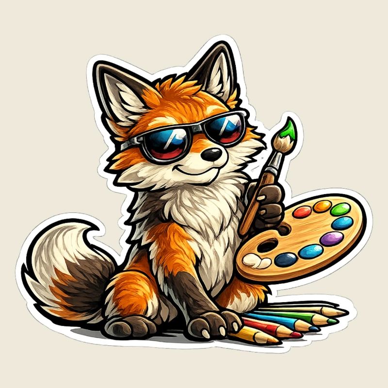 Naughty Fox Painter with Palette