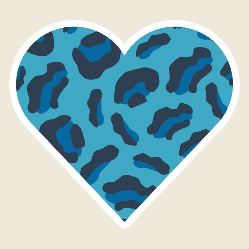 Blue Leopard Print Heart