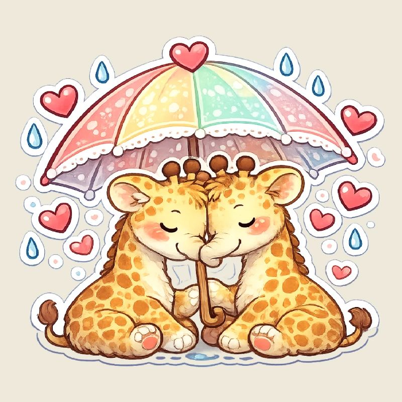 Kuschelige Giraffen unter Regenbogen