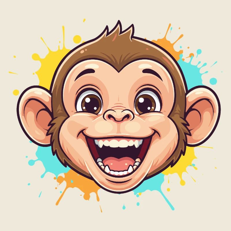 Singe joyeux avec des éclaboussures de peinture