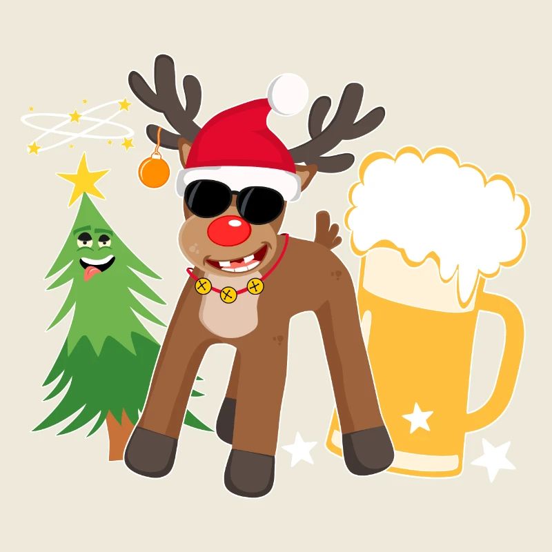 Drunk Reindeer with Beer Christmas Tree Cool
