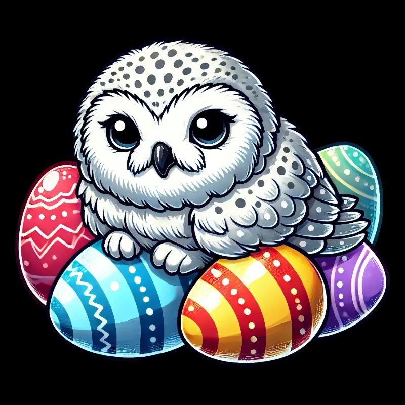 Cute Owl Easter Egg Cartoon Easter Chill