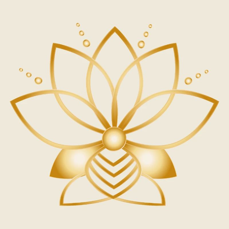 Symbole fleur stylisée dorée minimaliste