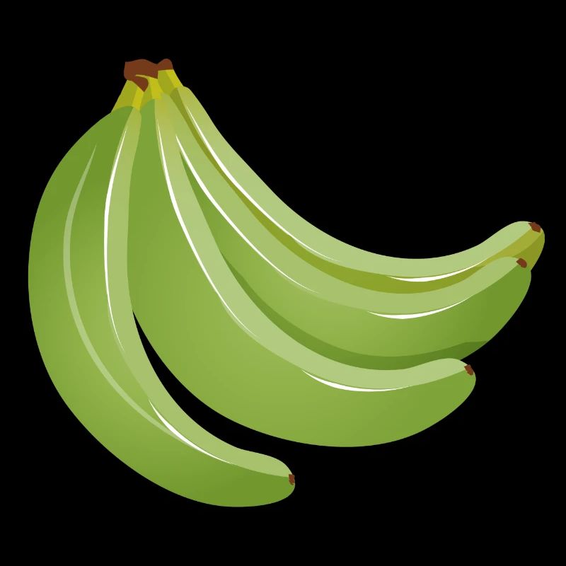 four bright green unripe bananas