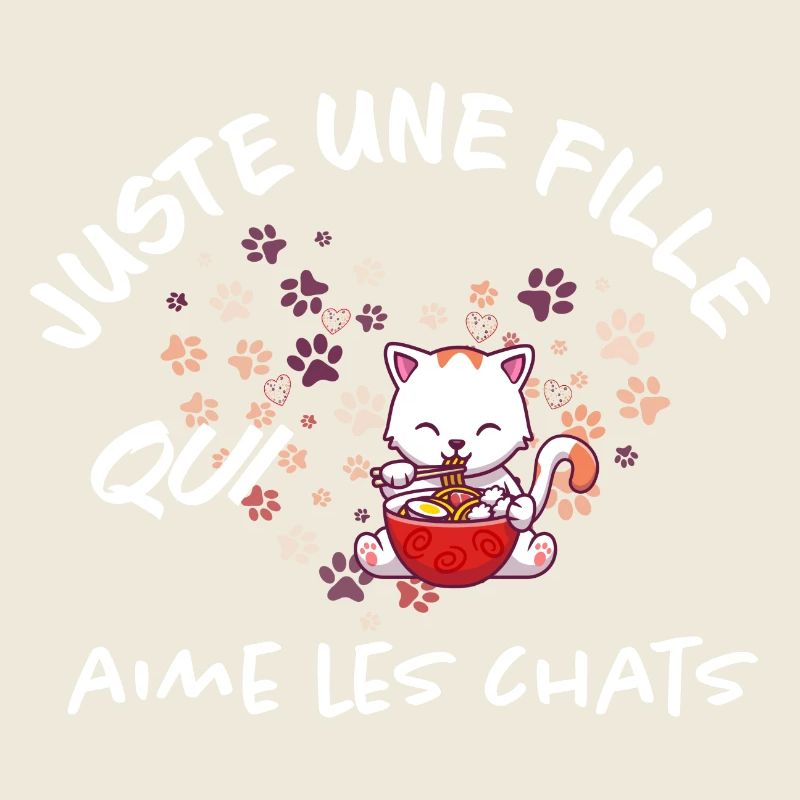 Chat gourmand Ramen Coloré