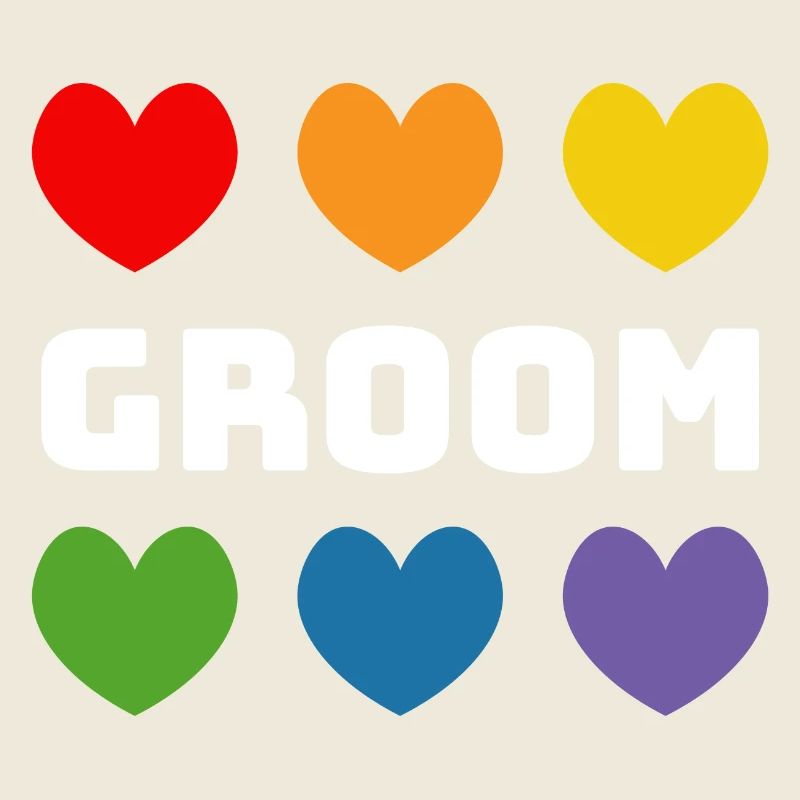 Regenbogenherzchen Groom weiss