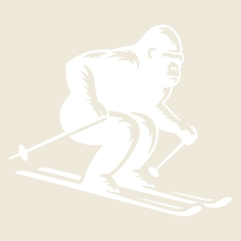 Affe Gorilla Schimpanse Ski Silhouette Design