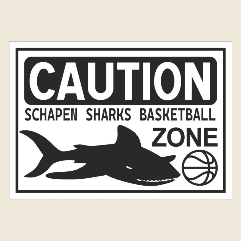 CAUTION SHARKS white