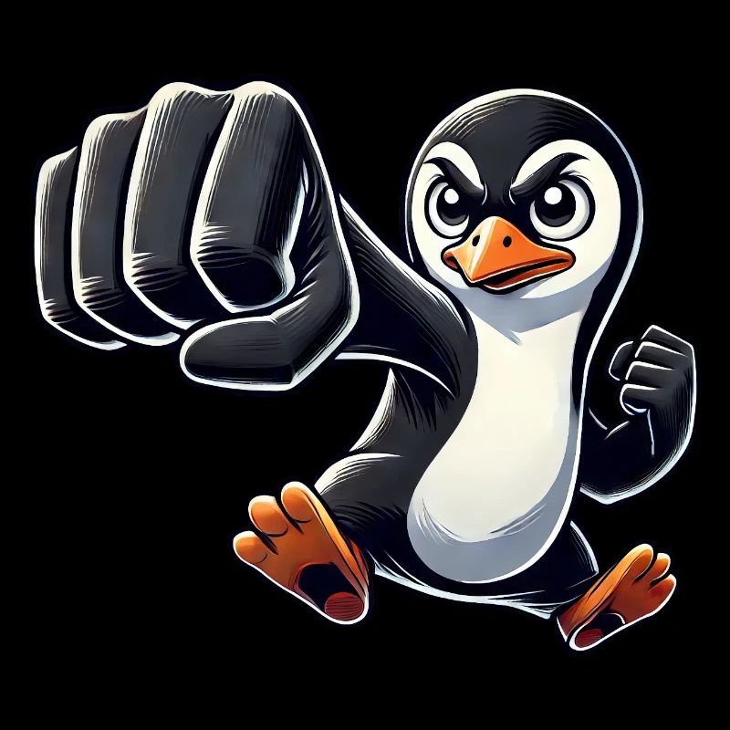 Cooler Pinguin Faust Karate Pinguin Cartoon