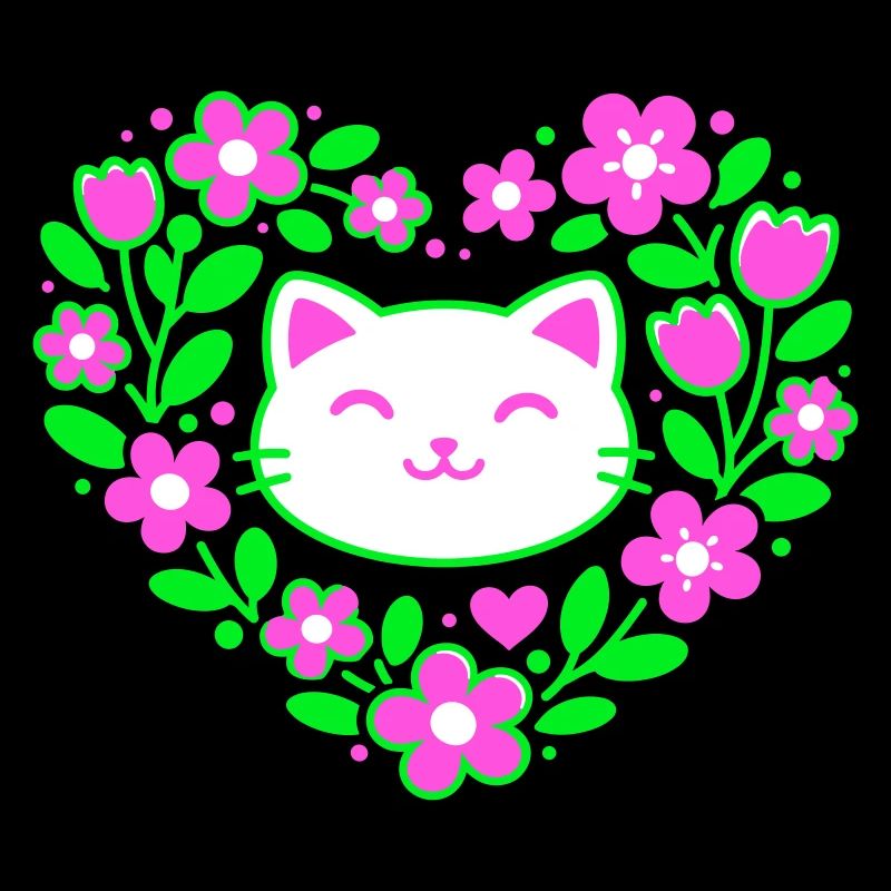 Chat-Cœur-Fleur