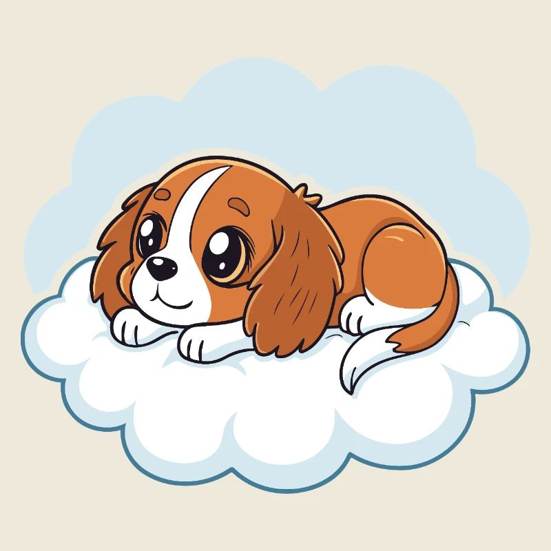 Cavalier King Charles Welpenträumer auf einer Wolke