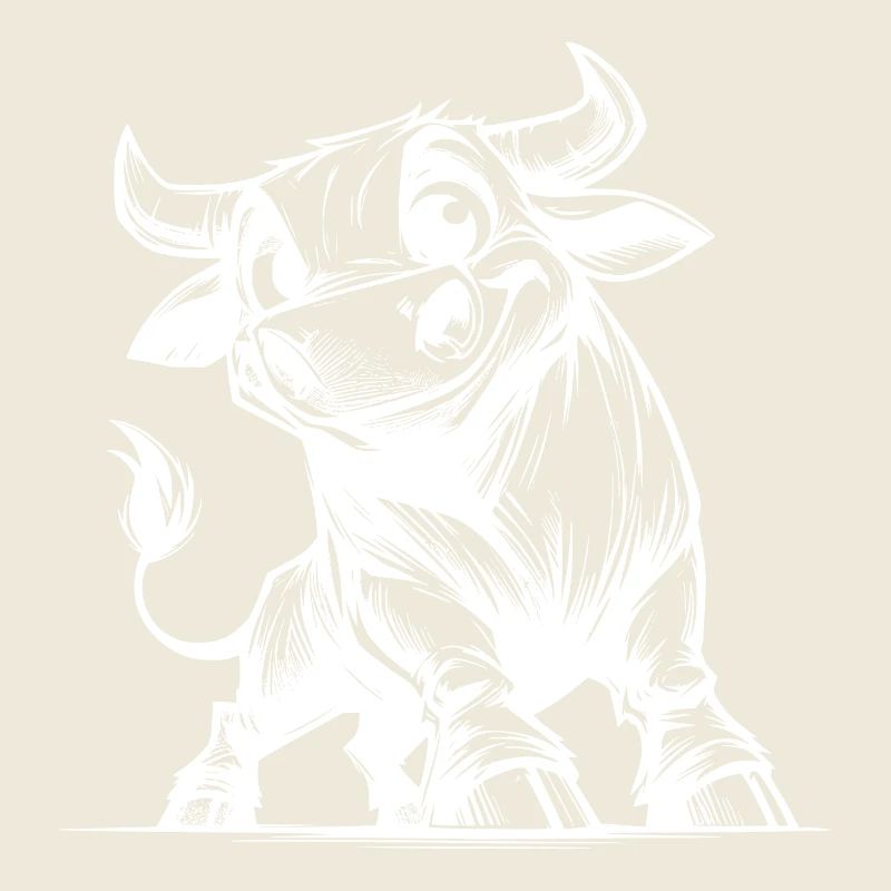 Drôle de taureau crayon avec d’énormes cornes