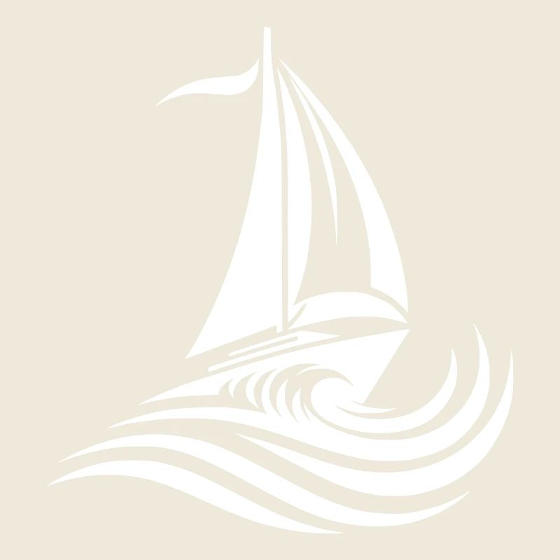 Sailboat in strong waves on the open sea