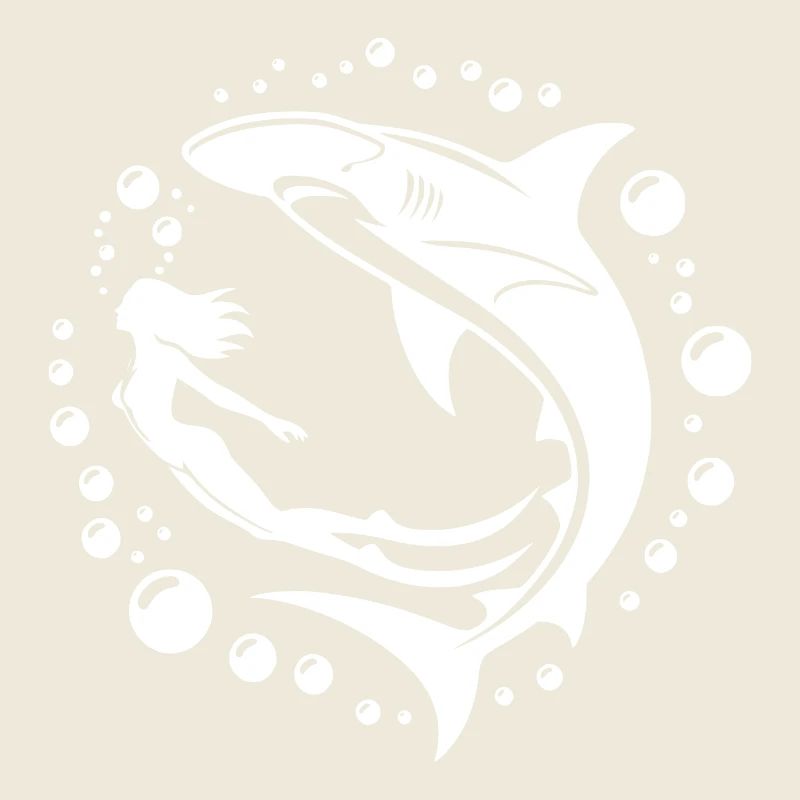 Diver and hammerhead shark