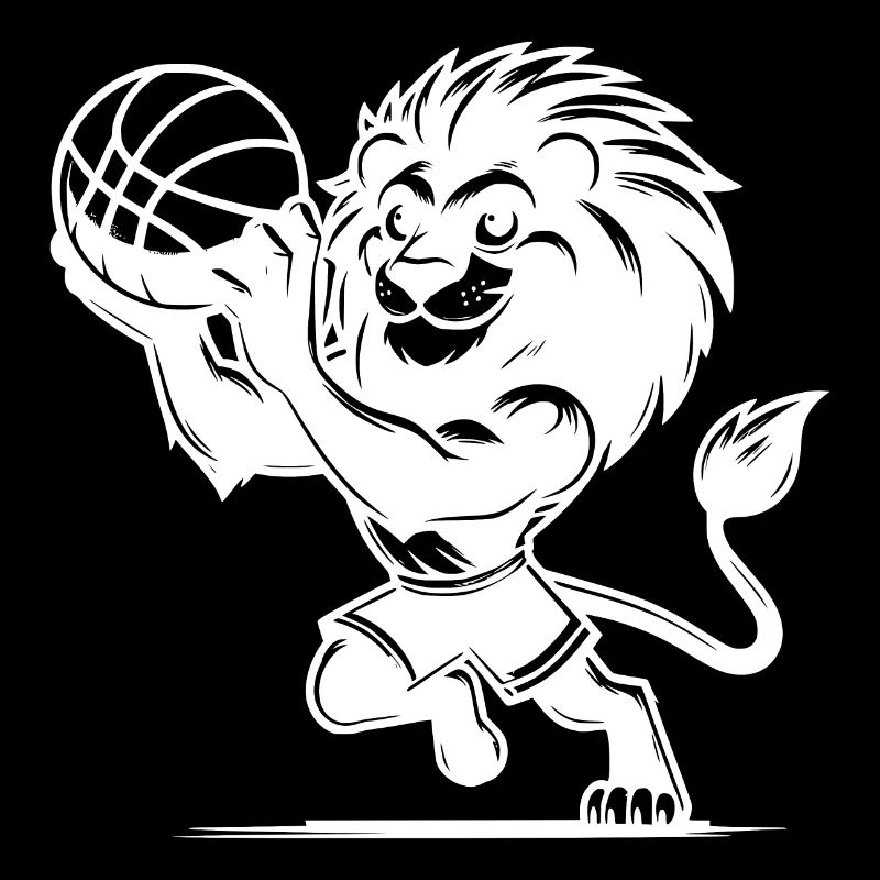 Lion orageux avec ballon de basket