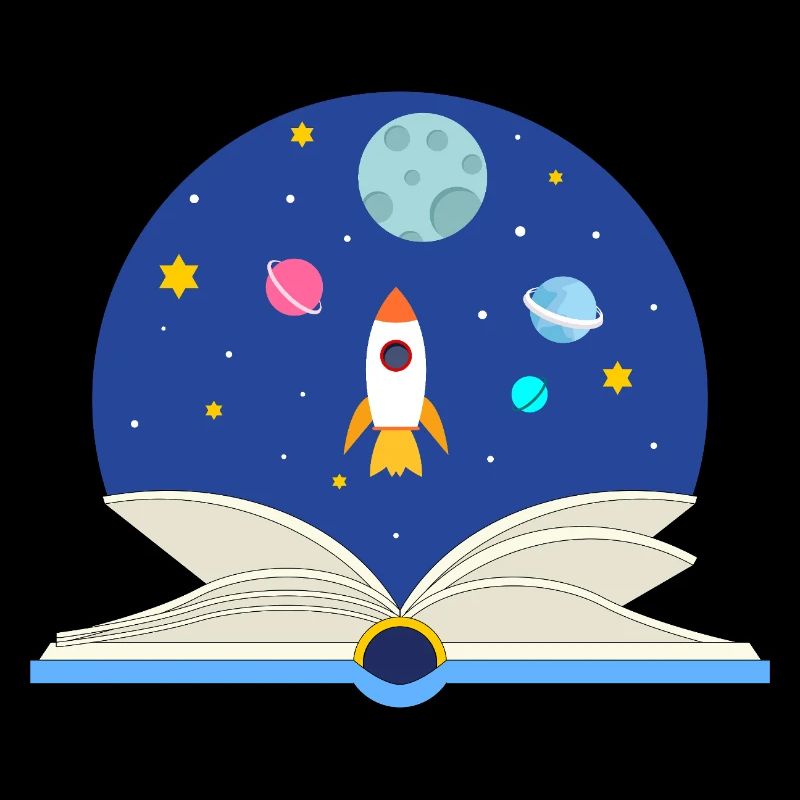 Livre ouvert avec scène spatiale, imagination et Avent