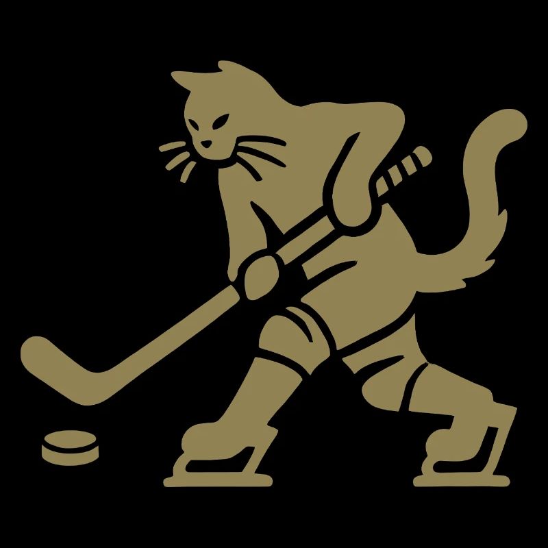 Katze Eishockey Minimalistisch Silhouette Spieler