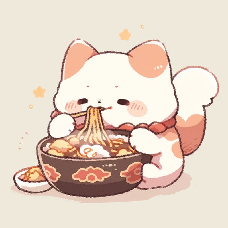 Spaghetti cats - Cat is having fun with past