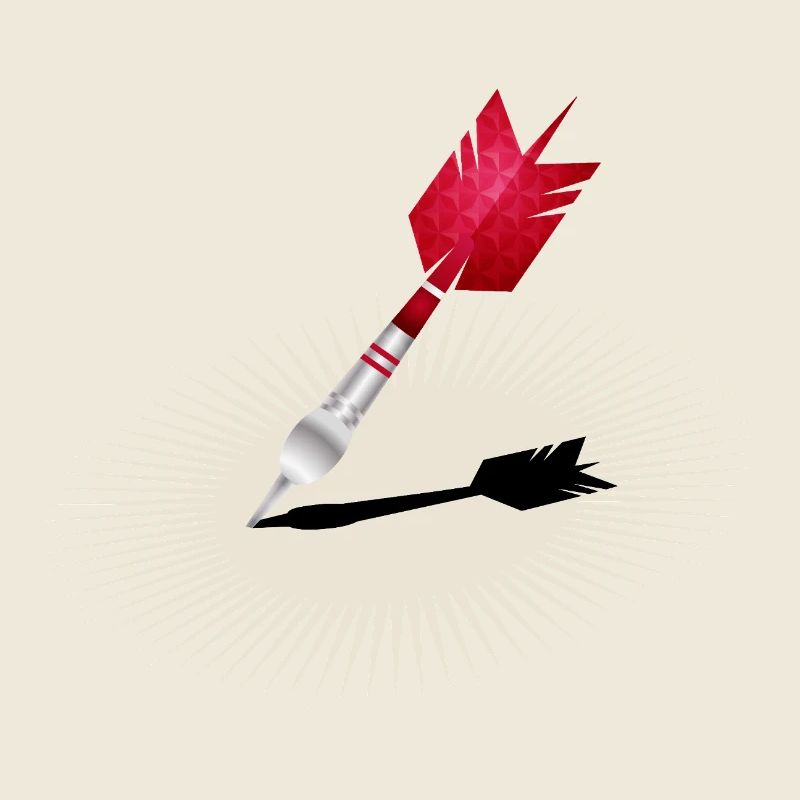 Detailed dart motif in red with shadow