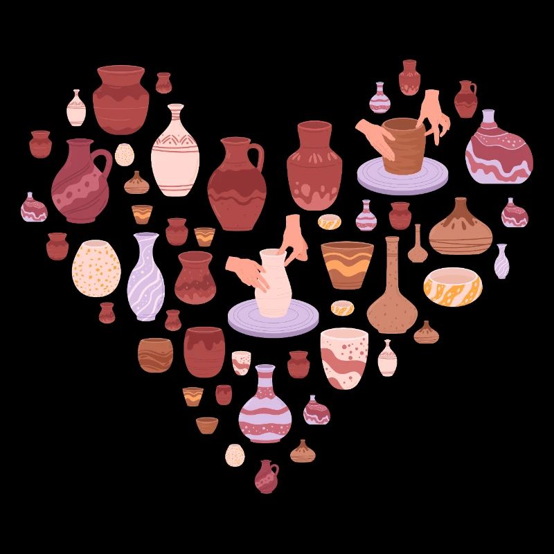 Love for Pottery Heart Shape Art