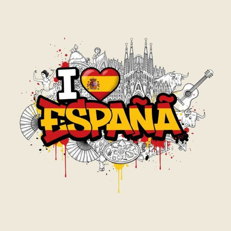 Lebendiges Graffiti Spanien Flagge Liebe Design