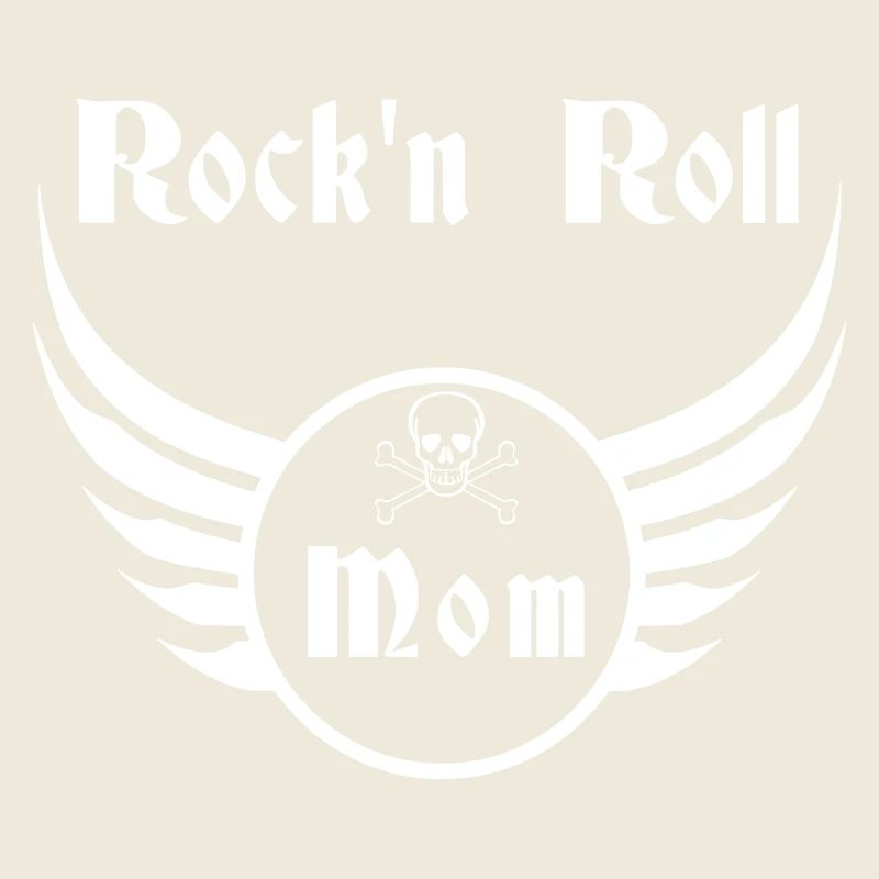 Maman Rock and Roll Ailes de Crâne Blanc