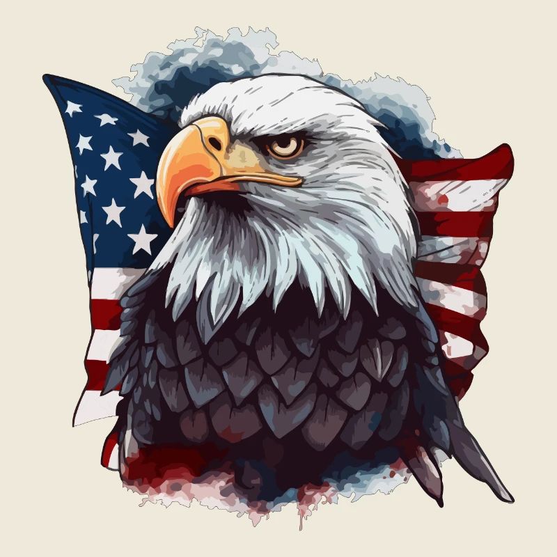 American bald eagle with USA flag