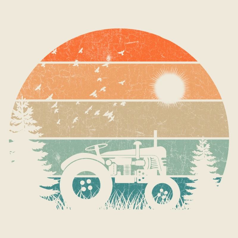 Vintage Tractor at Pastel Sunset