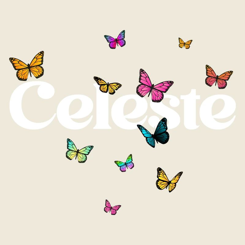 Schöner Mädchenname mit Schmetterlingen CELESTE