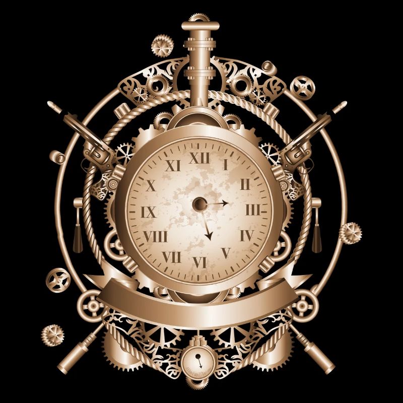 Steampunk watch in antique look with gears
