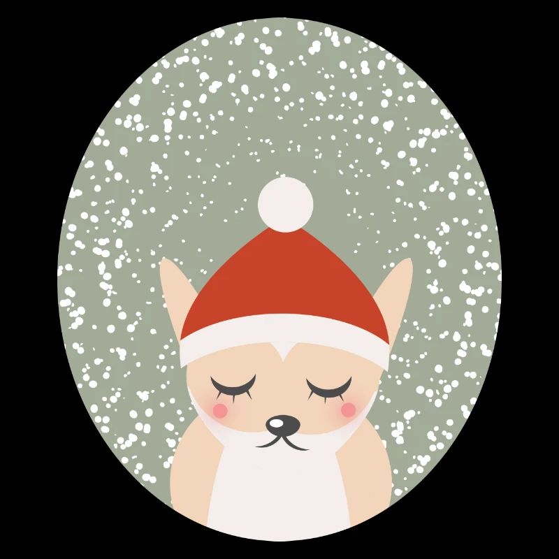 cute fox with Santa Claus Christmas hat