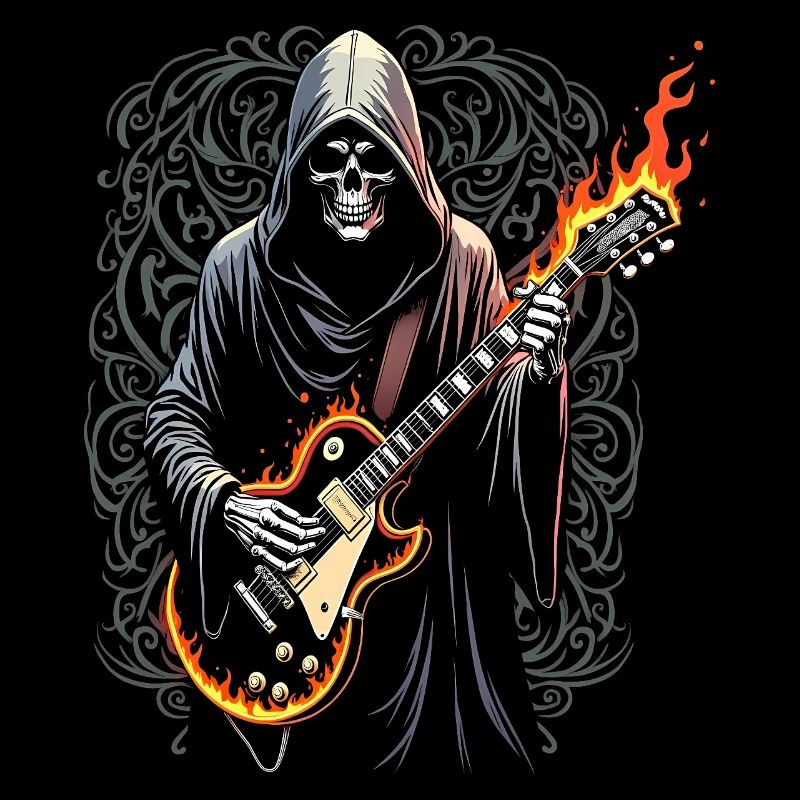 Grim Reaper with Guitar - Rock Style