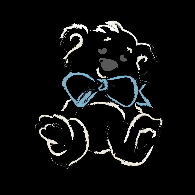 Verspielter Teddybär mit blauer Schleife